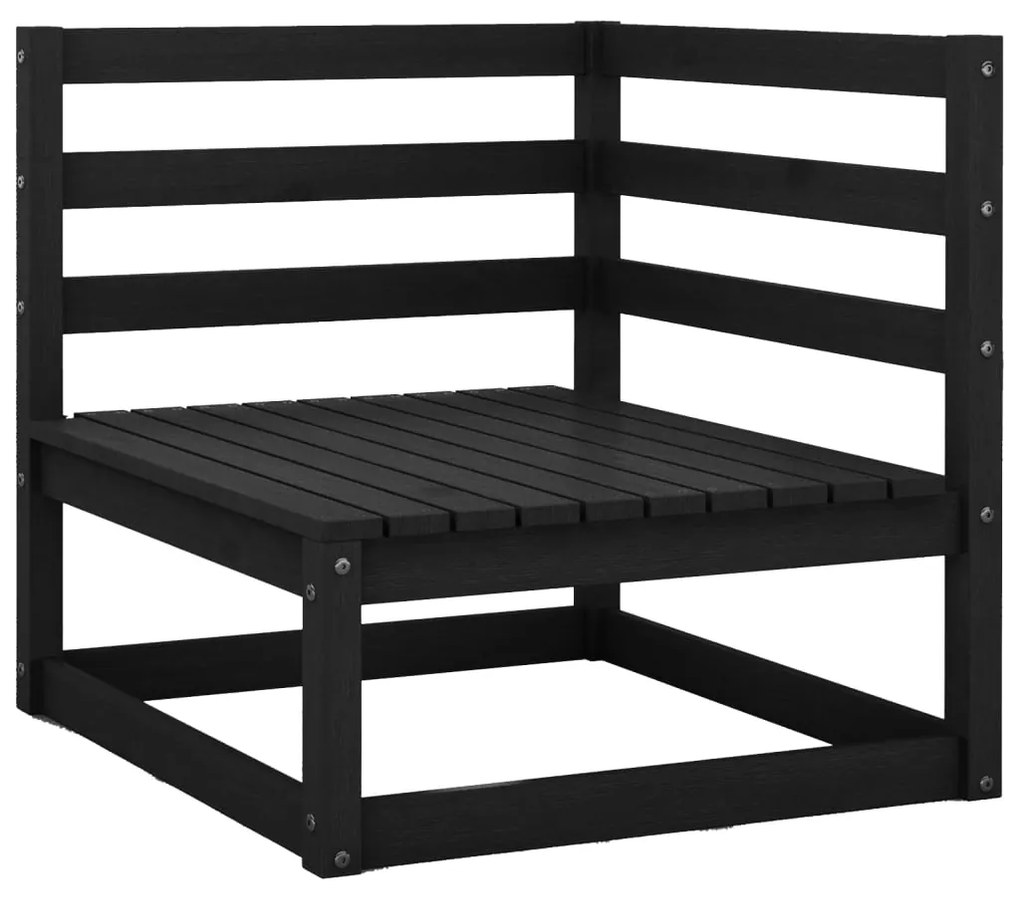 Set divani da giardino 12 pz nero in legno massello di pino