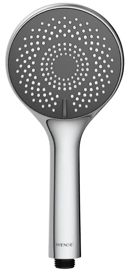 WENKO 23993100 - Soffione doccia Sistema di risparmio idrico 11x11 cm cromo lucido/bianco/grigio