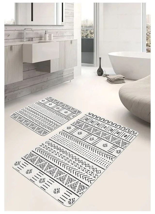 Tappetini da bagno bianchi e neri in set da 2 pezzi 60x100 cm - Mila Home