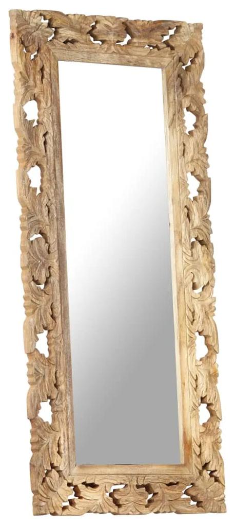 Specchio Intagliato a Mano 110x50 cm in Legno Massello di Mango