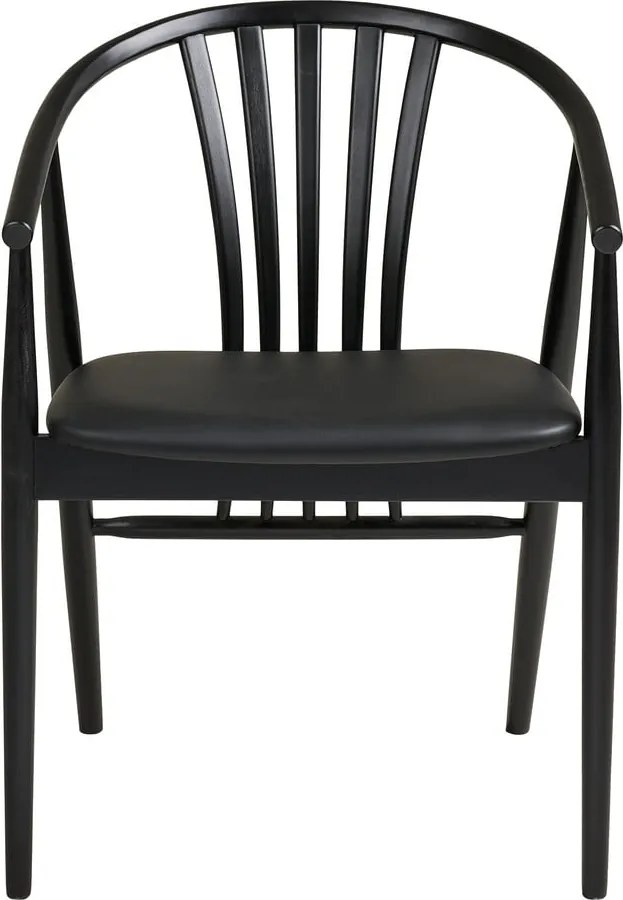 Sedia da pranzo nera in faggio massiccio con braccioli Agustin – House Nordic