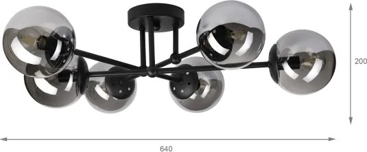 Brilagi - Lampadario a soffitto MALIVA 6xE14/15W/230V nero/fumé