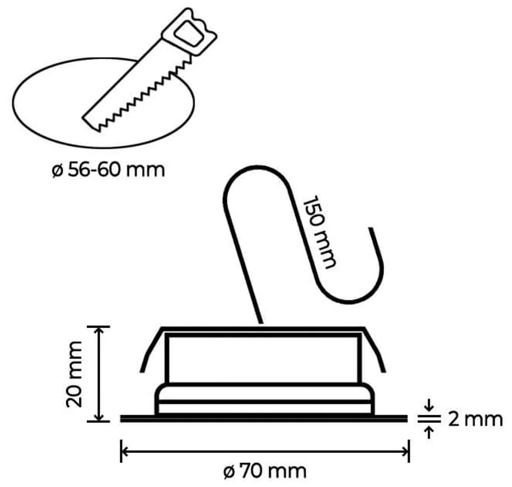 Faro da incasso LED 220V 4W IP44 foro ø56mm - 60mm Cromato Colore Bianco Naturale 4.200K