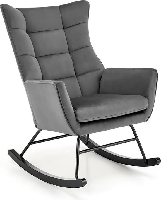 Poltrona a dondolo Bazalto in velluto grigio - H92 cm