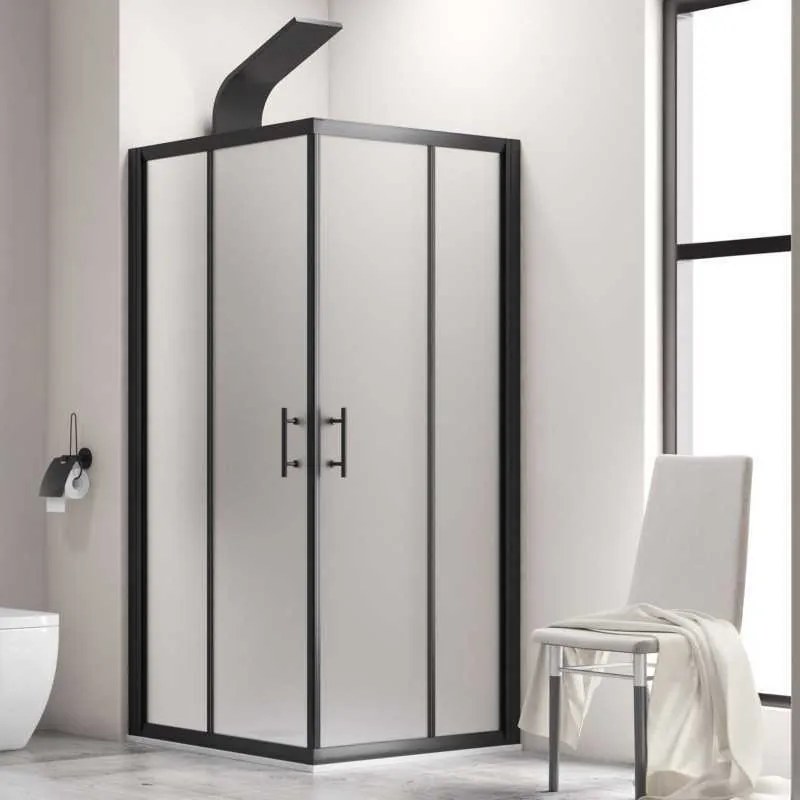 Kamalu - box doccia nero 70x130 angolare vetro satinato | kf1000b