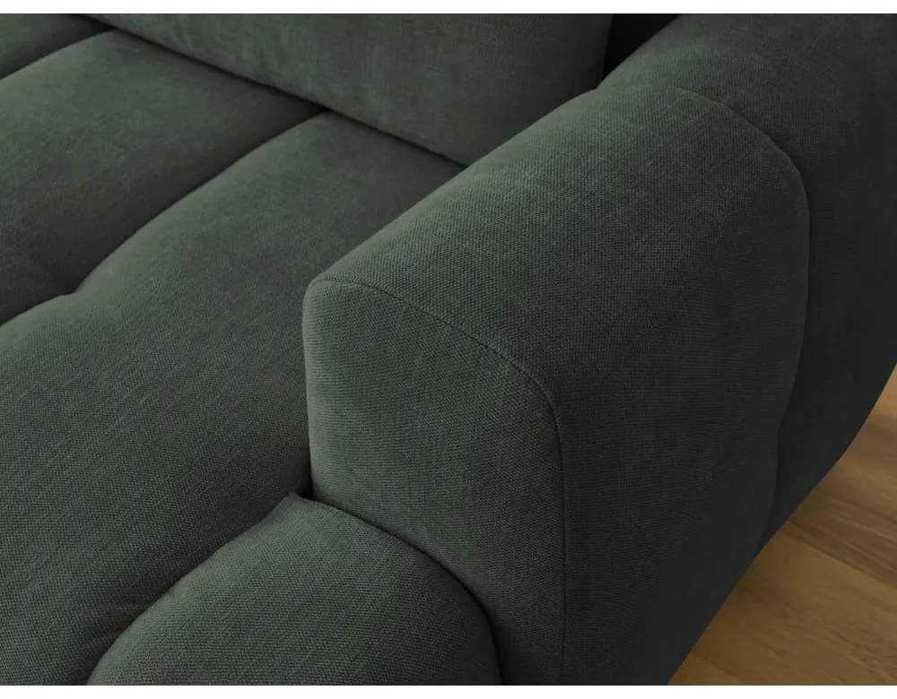 Divano angolare verde allungabile e con contenitore (penisola a sinistra/chaise lounge) con rivestimento in ciniglia Fuji – Bobochic Paris