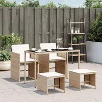 Set da Pranzo da Giardino 5 pz con Cuscini Beige in Polyrattancod mxl 92410