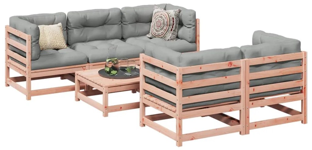 Set divani giardino 6 pz cuscini legno massello abete douglas