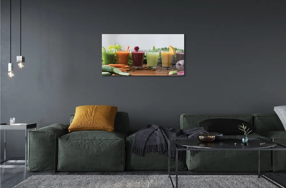 Quadro vetro Frullati di frutta e verdura 100x50 cm