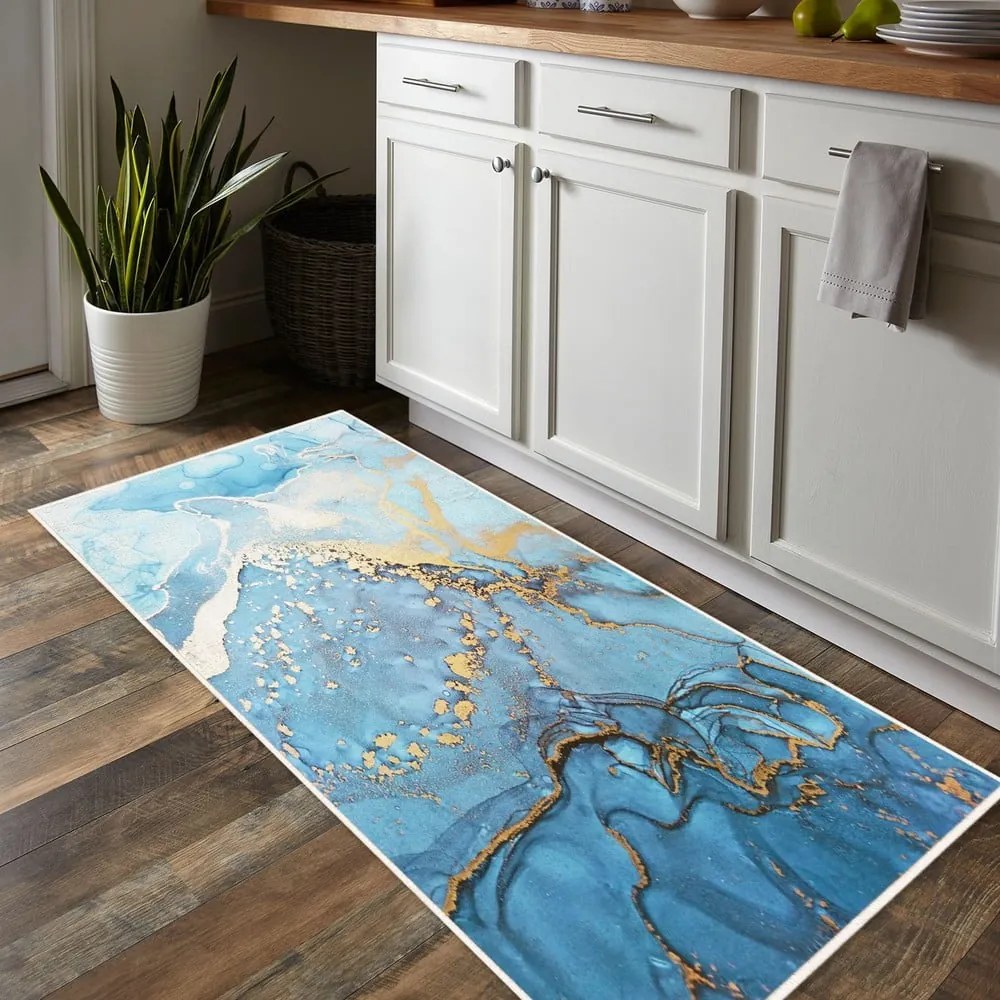 Tappeto blu lavabile 80x150 cm Blue Waves - Oyo Concept