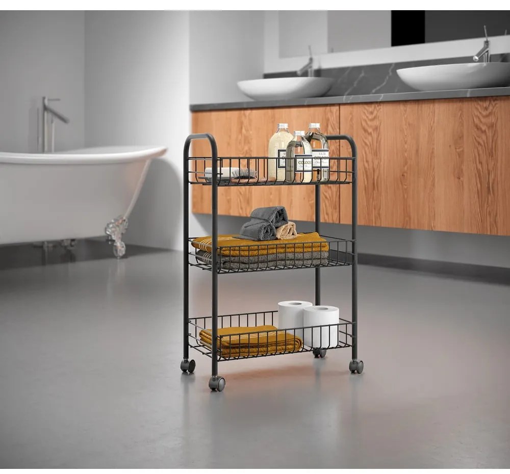 Carrello mobile in acciaio inox nero Lava Lugano - Metaltex