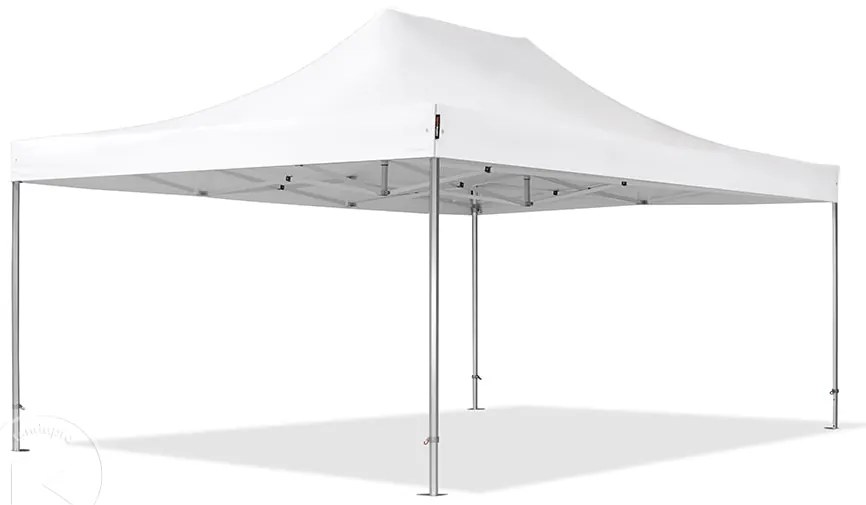 TOOLPORT 4x6m gazebo pieghevole PES con laterali (finestre panoramiche), PROFESSIONAL alluminio, bianco - (582031)