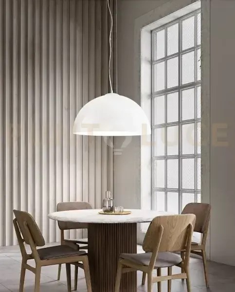 Sospensione in vetro soffiato e metallo bianco lucido bell 1 luce a...