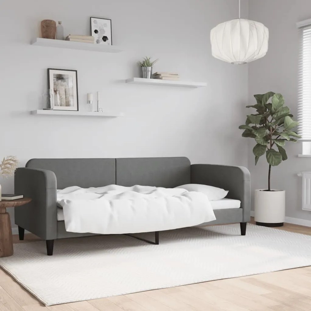 Letto da giorno grigio scuro 90x190 cm in tessuto