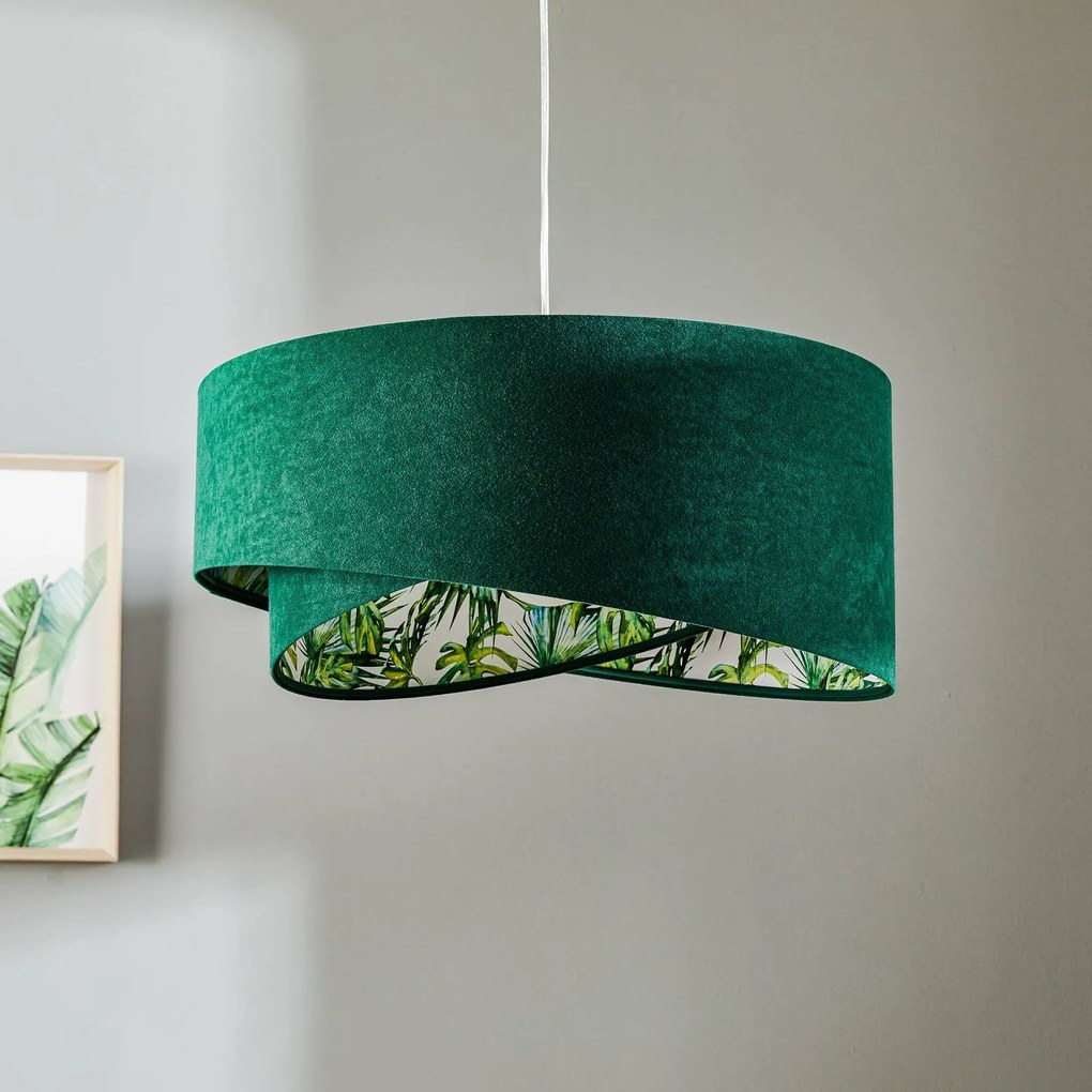 Maco Design Lampada a sospensione Vivien, verde con stampa floreale all-over