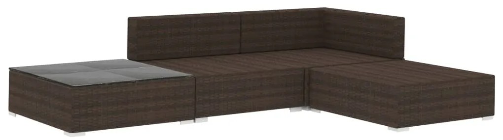 Set divani da giardino 4 pz con cuscini in polyrattan marrone