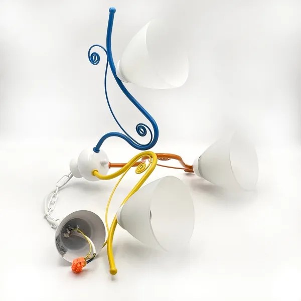 Lampadario a sospensione con catena RETRO 3xE27/60W/230V bianco/colorato