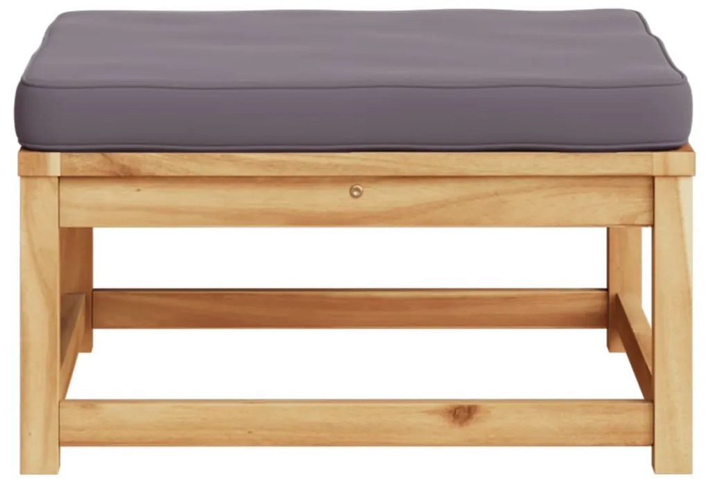 Poggiapiedi da giardino con cuscini in legno massello di acacia