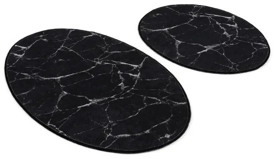 SET 2x Tappeto da bagno MARBLE 50x60/60x100 cm nero