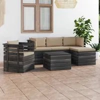 Set Divani da Giardino su Pallet 6 pz con Cuscini Massello Pino 3061854