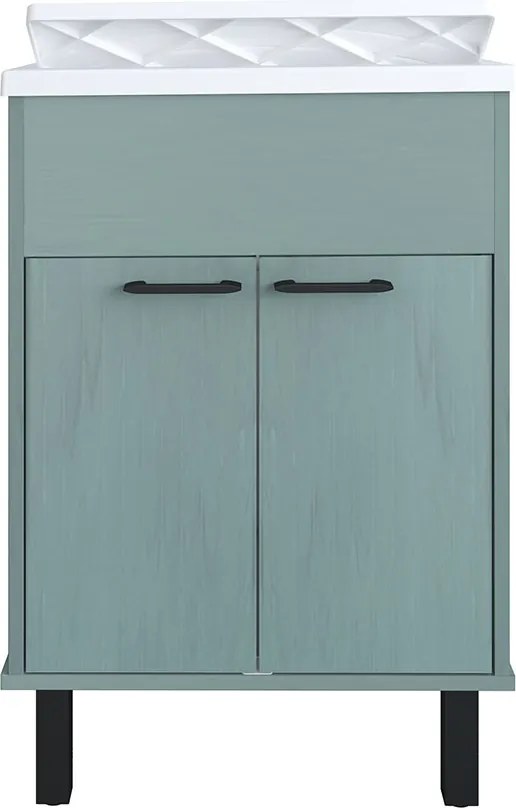 Mobile Lavatoio Smeraldo 60x50x85 cm con Vasca in PP Struttura in PVC Verde Scuro...