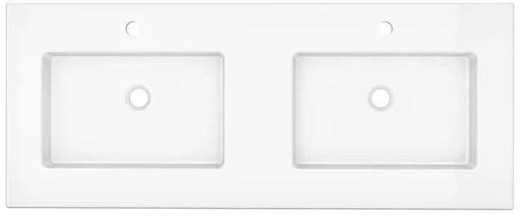 Lavabo a incasso rettangolare doppia vasca Neo L 121 x H 11 x P 49 cm in porcellana bianco lucido