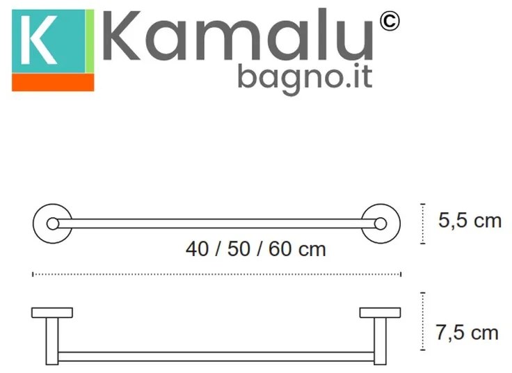 Kamalu - portasalviette a barra 50cm in acciaio inox bianco opaco | mira-b