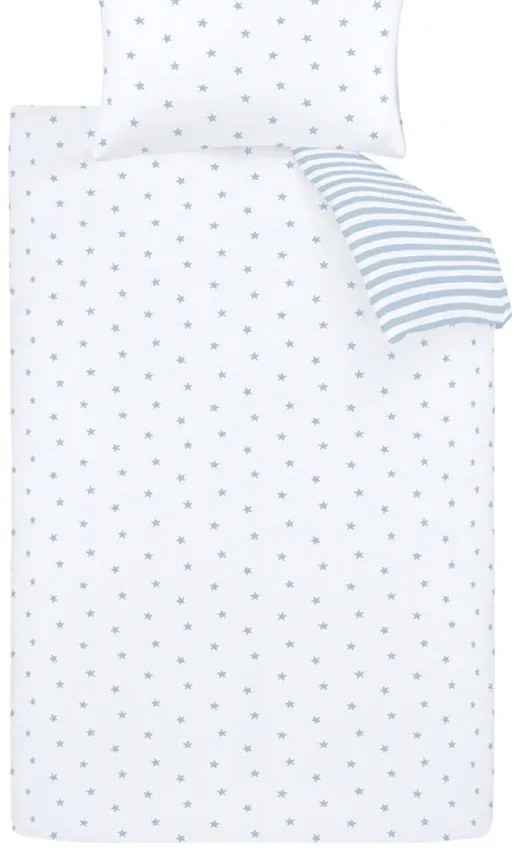 Set copripiumino e federa da bambini bianco e blu in cotone per letto singolo 135x200 cm Mini Star &amp; Stripes – Bianca