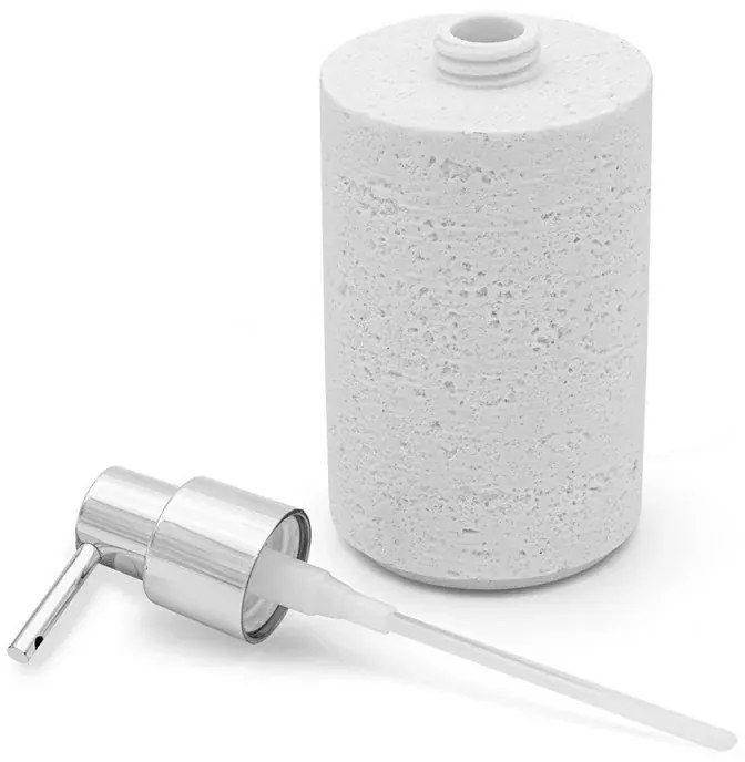 Set accessori bagno dispenser e portaspazzolini bianco in resina effetto pietra Matera