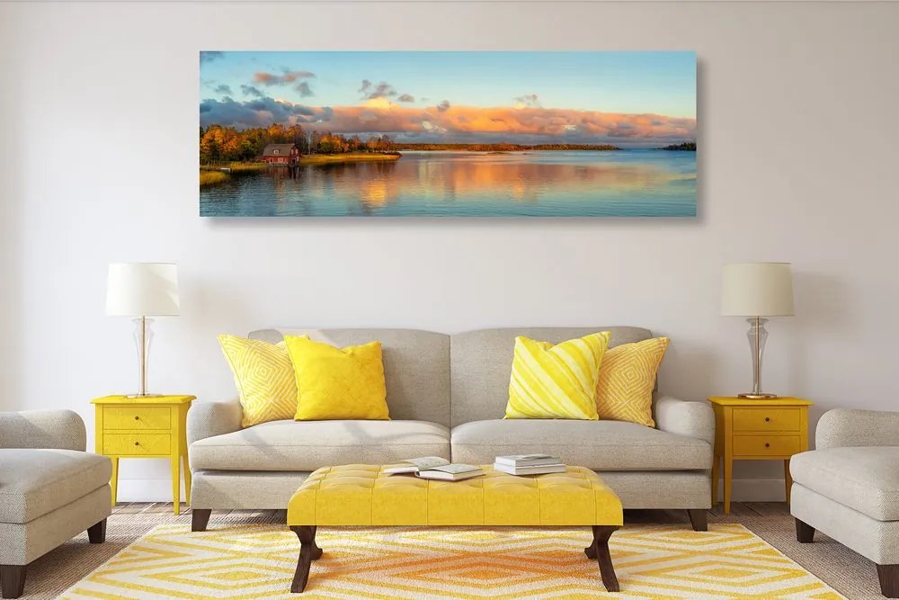 Quadro su tela – Tramonto sul lago