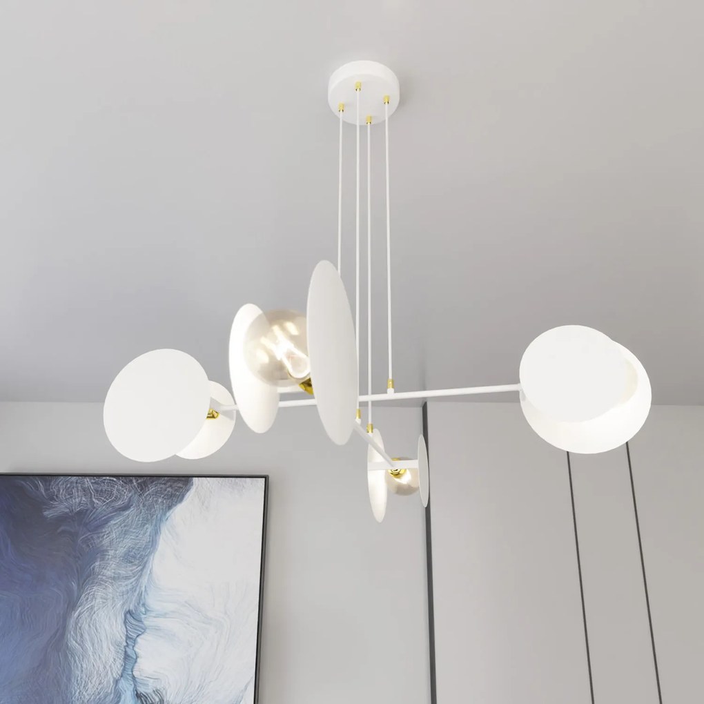 Lampadario Moderno 1 Luce Izanami In Acciaio Bianco Con Bracci