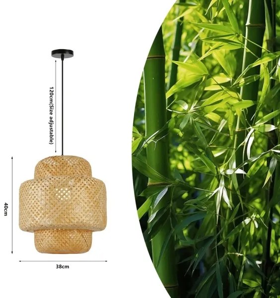 Immax 08267L - Lampadario a sospensione con filo HILO 1xE27/40W/230V diametro 38 cm bambù