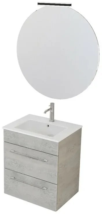 Mobile bagno sospeso 55 cm Smart grigio legno con lavabo e specchio
