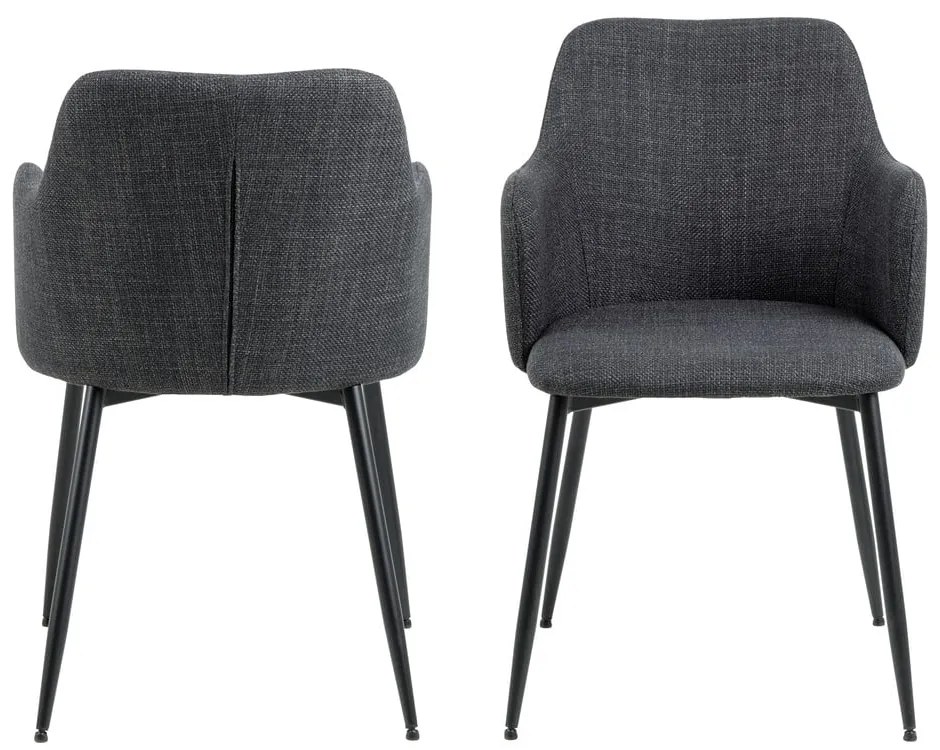 Set di sedie da pranzo color antracite in imbottito 2 pz Ilsa – Actona