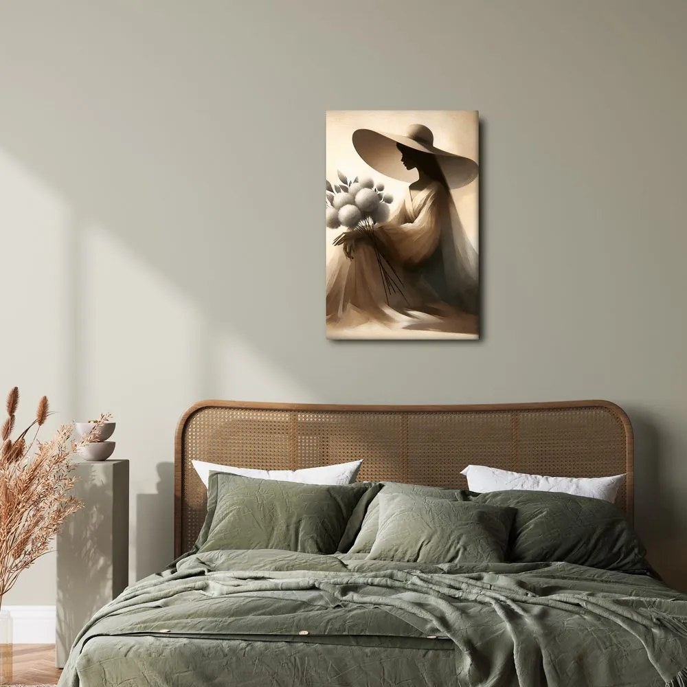 Quadro su tela – Donna elegante con fiore