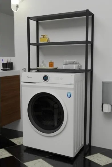 Mobile Coprilavatrice Stile Industrial 70x21x150 Con 3 Ripiani Ida Antracite