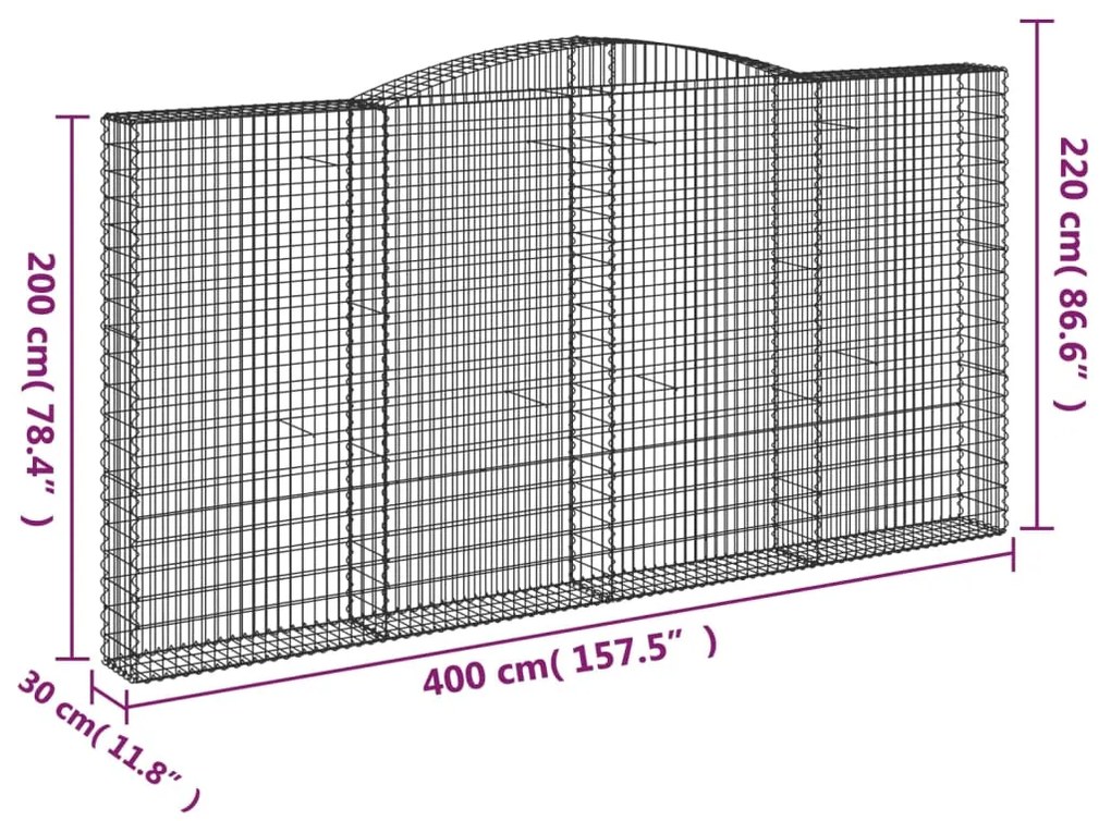 Cesti Gabbioni ad Arco 5 pz 400x30x200/220 cm Ferro Zincato