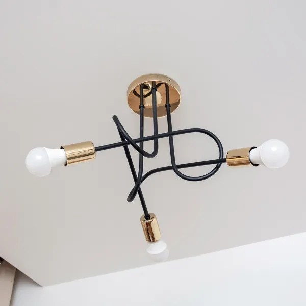 Plafoniera OXFORD 3xE27/15W/230V oro/nero