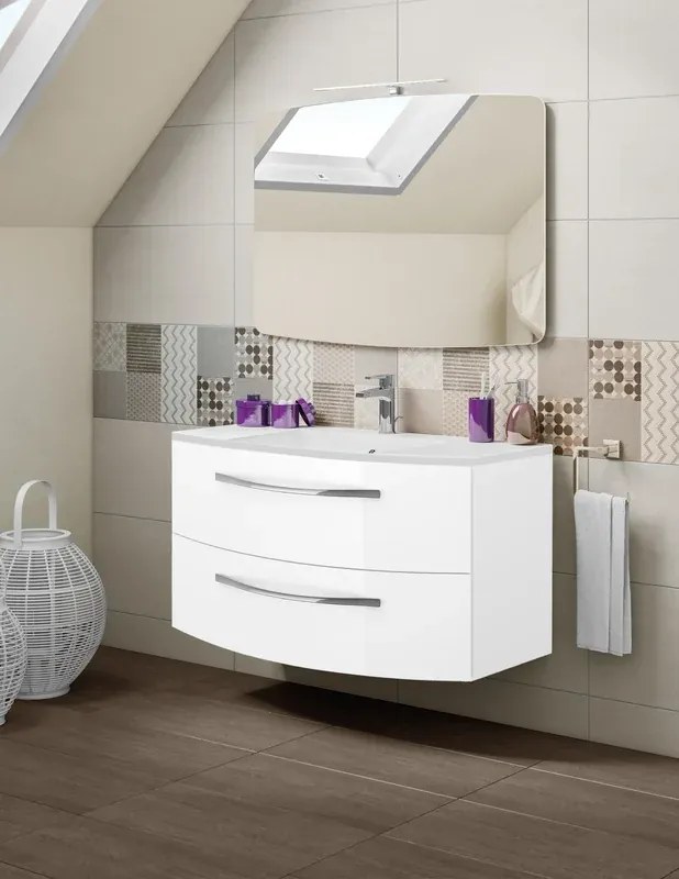 Mobile sottolavabo e lavabo Image per vasca a destra bianco lucido L 90 x H 48 x P 48 cm 2 cassetti