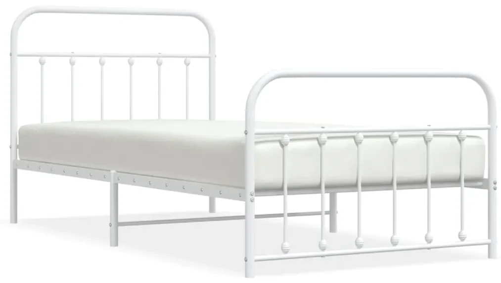 Giroletto con testiera e pediera metallo bianco 100x200 cm