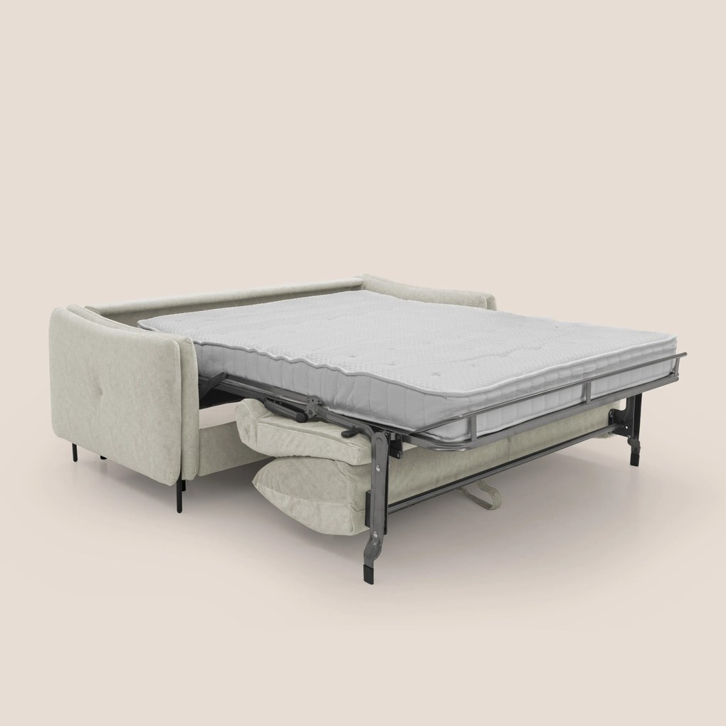 Gregory Divano letto con materasso h18 cm in microfibra effetto velluto impermeabile T09 panna