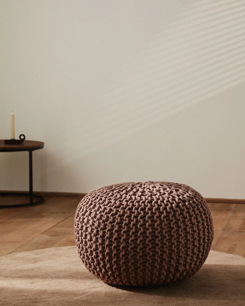 Kave Home - Pouf rotondo Chloe 100% cotone rosa Ø 50 cm