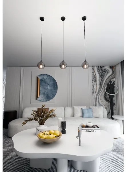 Lampadario a sospensione con filo COSMO 1xE14/10W/230V diametro 14 cm nero/grigio