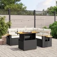 Set Divano da Giardino 6 pz con Cuscini Nero in Polyrattan 3273513