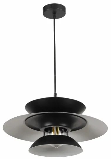 Lampadario a sospensione con filo BERIT 1xE27/20W/230V nero