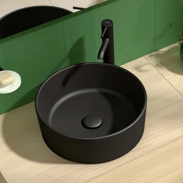 JIKA H8184207161121 - Lavabo da appoggio CUBITO Ø 40 cm ceramica nera opaca
