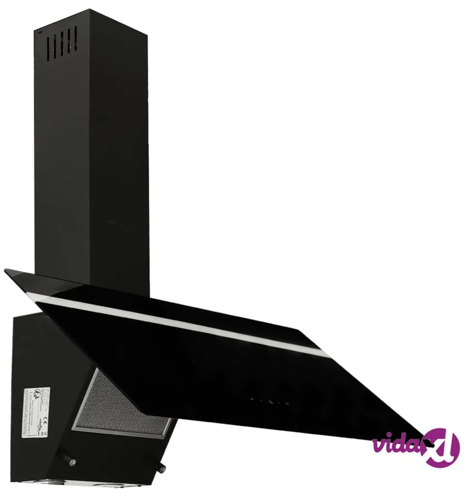 vidaXL Cappa a Parete 90 cm in Acciaio e Vetro Temperato Nero