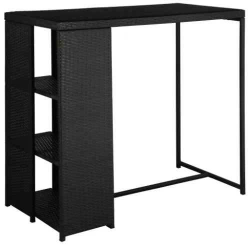 Set da Bar da Giardino 5 pz con Cuscini in Polyrattan Nero