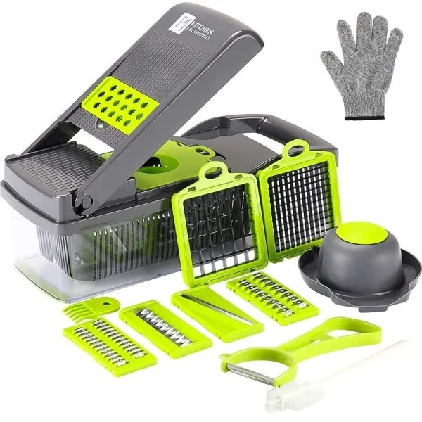 Trade Shop - Affettatrice Multitagliera Pialla Grattugia Tritatutto Verdure Mandolina 22 In 1