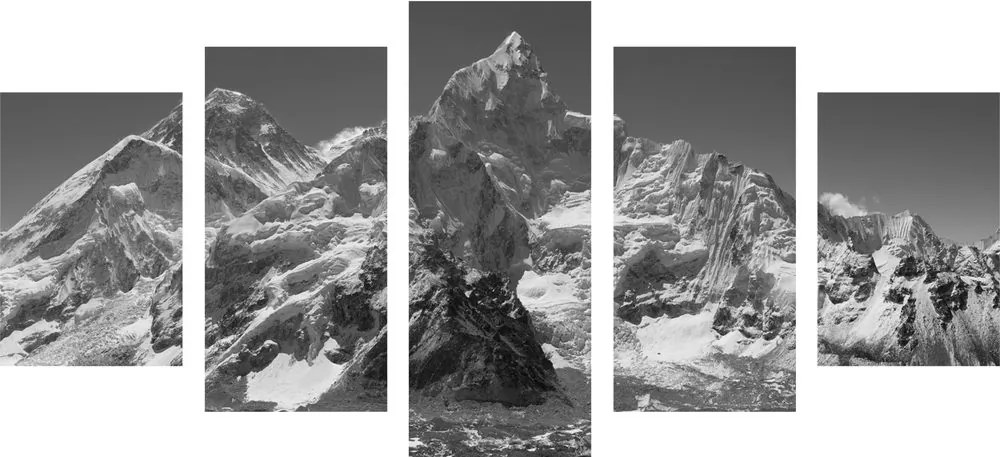Quadri 5 pezzi – Splendido picco di montagna in bianco e nero